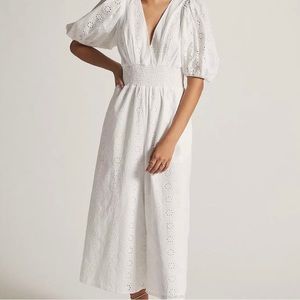 NWT Anthropologie Hutch Smocked-Waist White Eyelet Jumpsuit